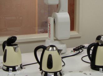 Kettles being tested in a testing facility